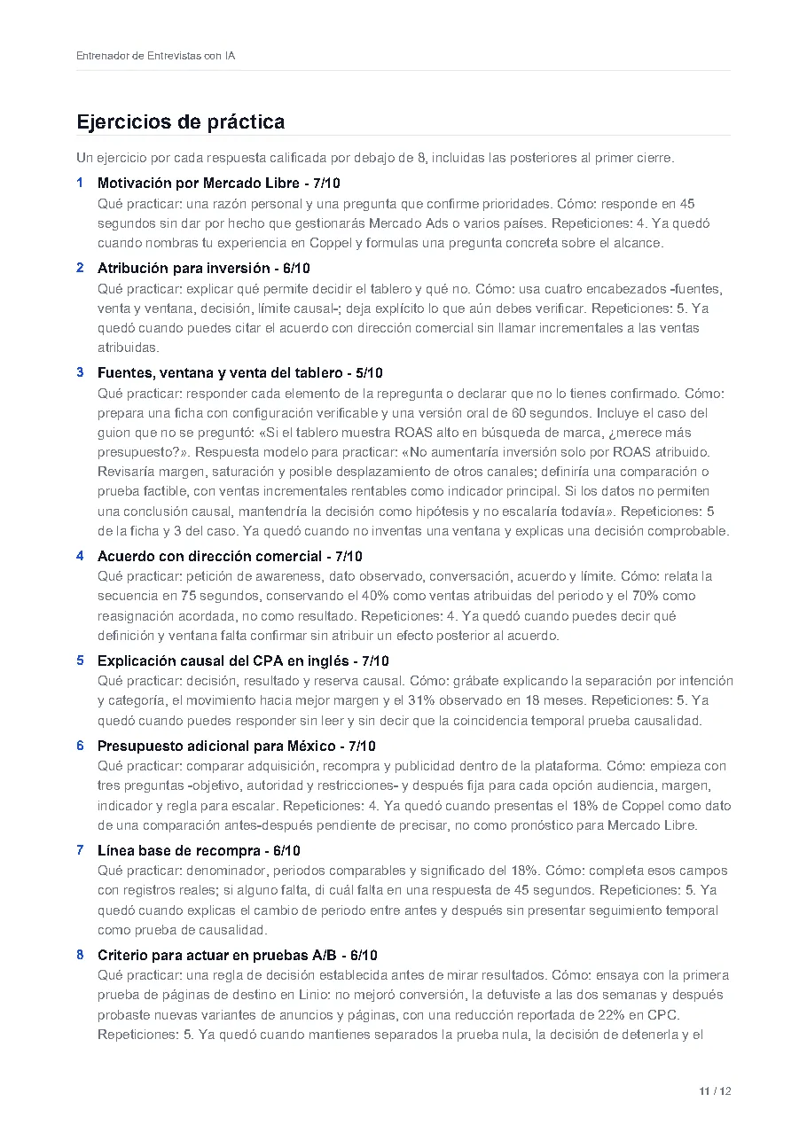 Ejercicios para practicar lo que le costó.