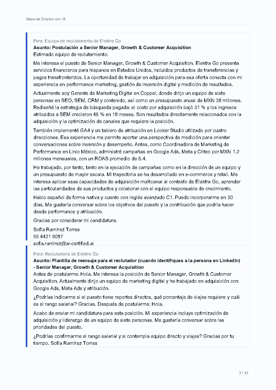 Una carta de presentación lista para enviar.