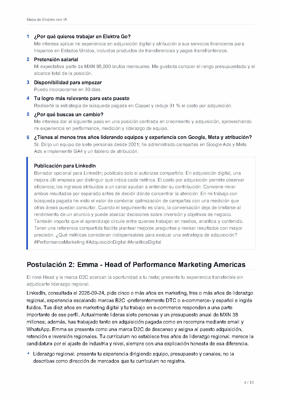 Respuestas para el formulario de la vacante.